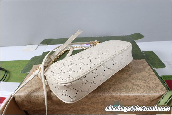 Shop Cheap Gucci Lady Lunetta small shoulder bag with chain white GG leather 753968