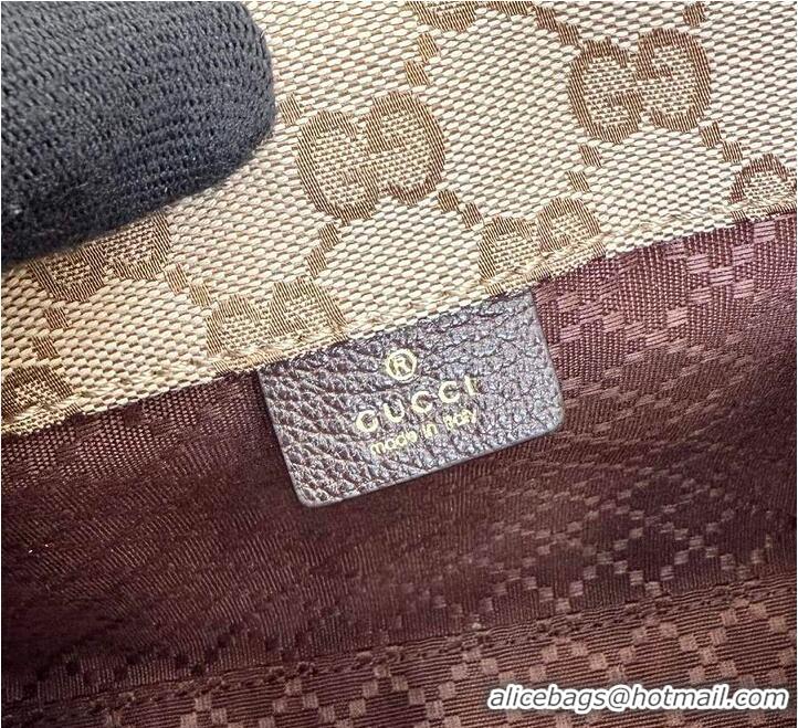 New Fashion Gucci Small tote bag with Double G charm Sand and dark brown GG canvas 753969