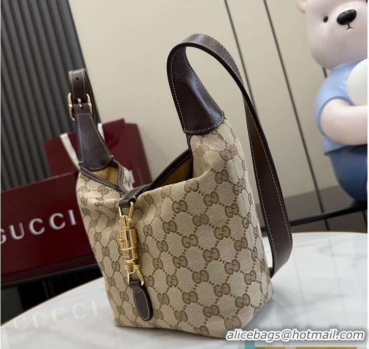 Luxury Cheap Gucci GG mini bag sand and brown GG canvas 753970