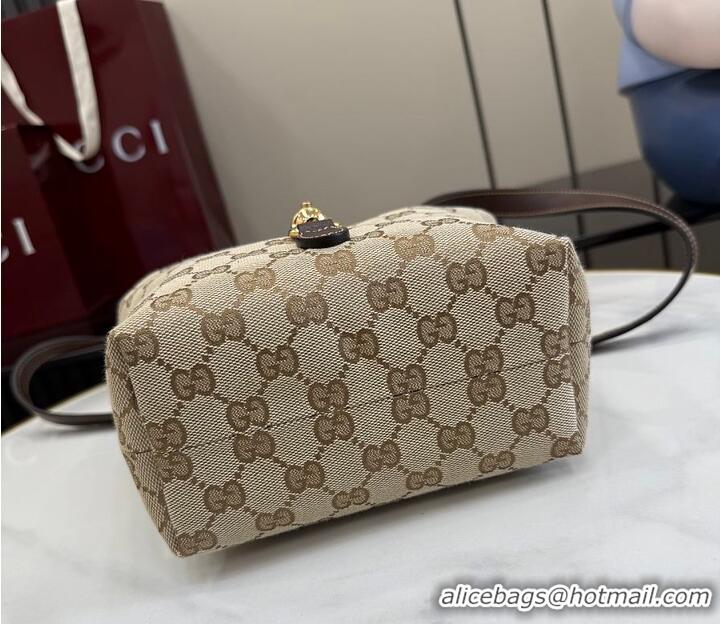 Luxury Cheap Gucci GG mini bag sand and brown GG canvas 753970