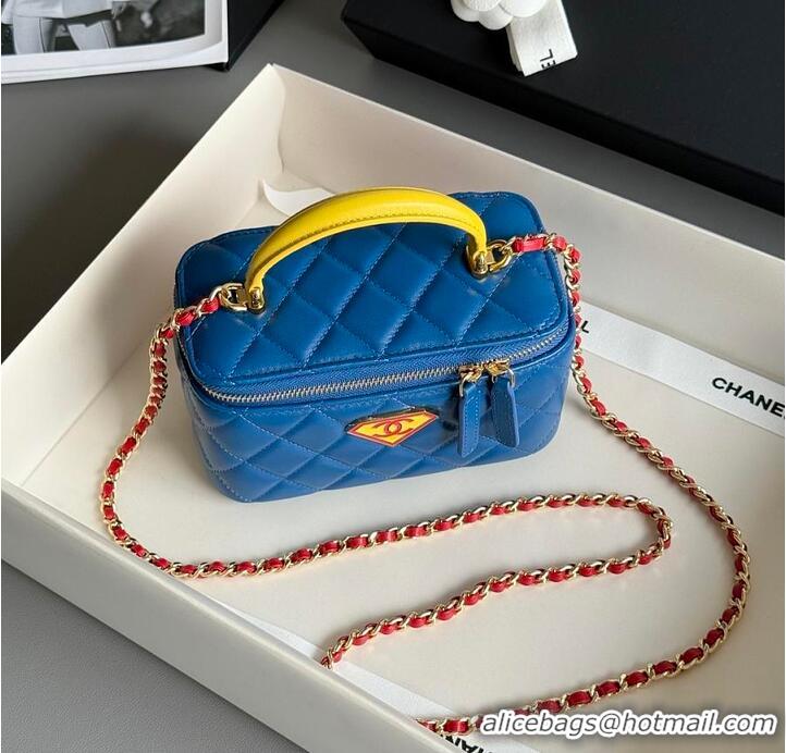 Pretty Style Chanel LONG VANITY WITH CHAIN Lambskin With Enamel & Gold-Tone Metal AS8462 Blue/Yellow/Red