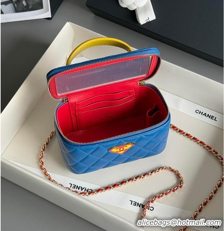Pretty Style Chanel LONG VANITY WITH CHAIN Lambskin With Enamel & Gold-Tone Metal AS8462 Blue/Yellow/Red
