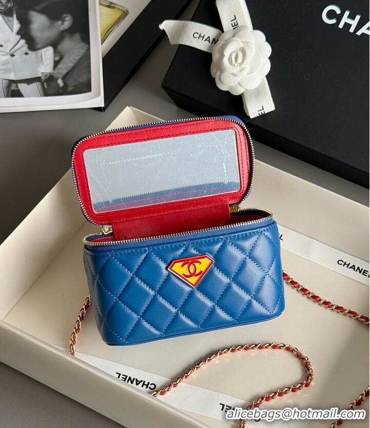 Pretty Style Chanel LONG VANITY WITH CHAIN Lambskin With Enamel & Gold-Tone Metal AS8462 Blue/Yellow/Red