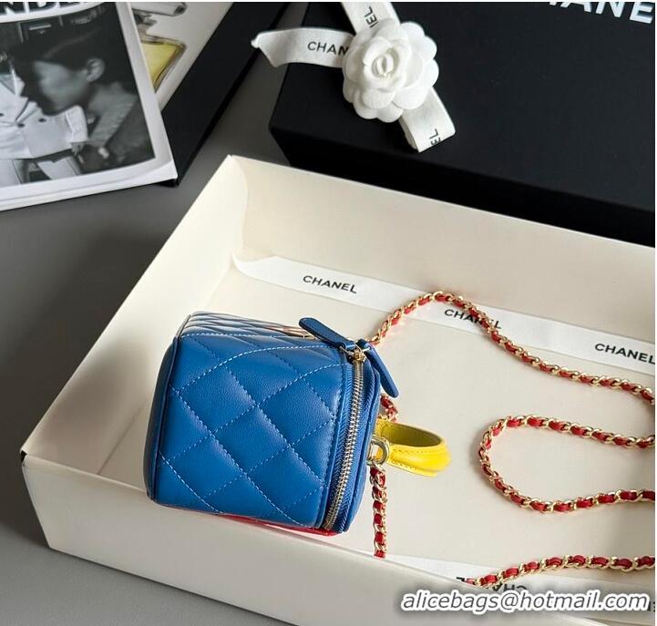 Pretty Style Chanel LONG VANITY WITH CHAIN Lambskin With Enamel & Gold-Tone Metal AS8462 Blue/Yellow/Red