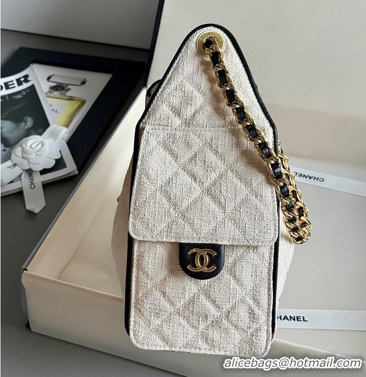 Hot Style Discount Chanel 25 Small Handbag Canvas/Calfskin & Gold-Tone Metal AS5634 Ecru/Black