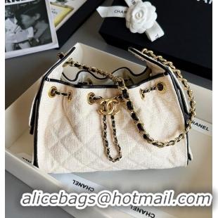 Buy New Cheap Chanel Mini Handbag Canvas/Calfskin & Gold-Tone Metal AS5631 Ecru & Black
