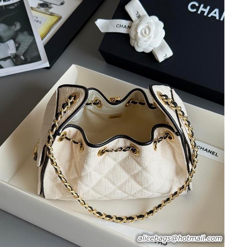 Buy New Cheap Chanel Mini Handbag Canvas/Calfskin & Gold-Tone Metal AS5631 Ecru & Black