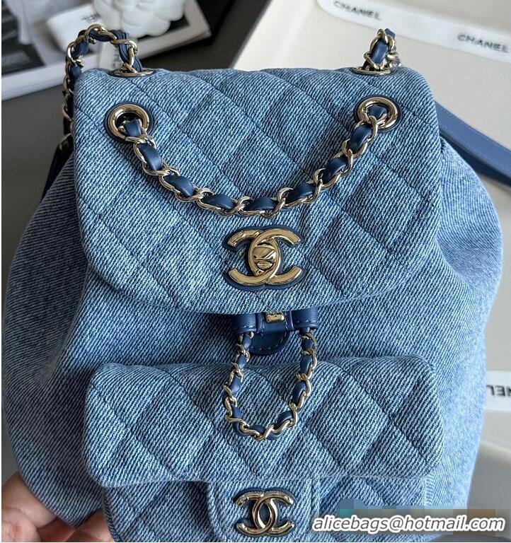 Grade Design Chanel MÉTIERS D'ART SMALL BACKPACK Washed Denim & Gold-Tone Metal AS5632 2026