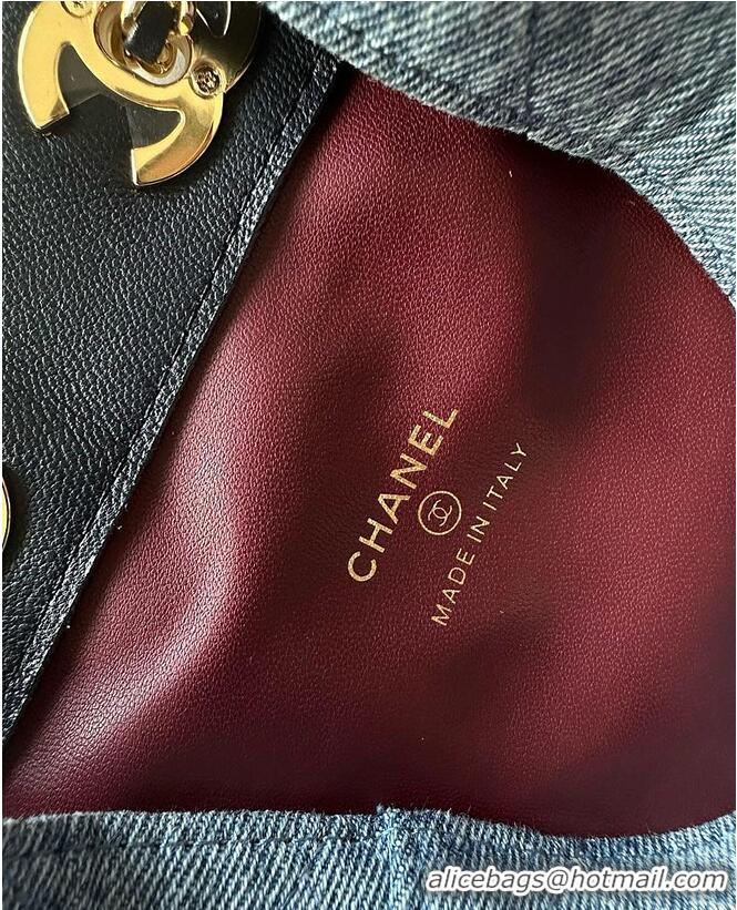 Well Crafted Chanel MÉTIERS D'ART BUCKET BAG WITH CHAIN Washed Denim & Gold-Tone Metal AS5634 2026