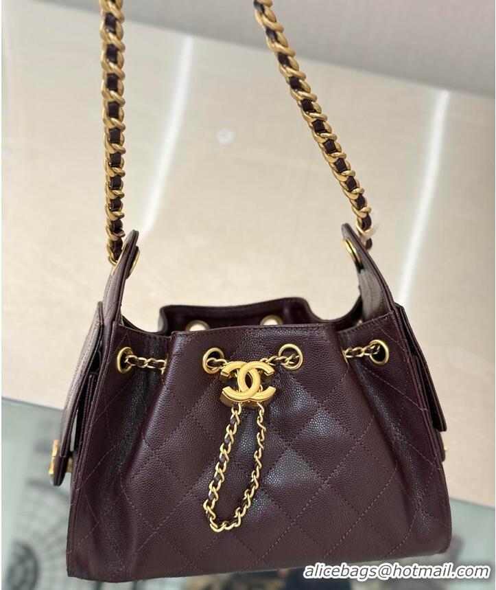 Promotional Chanel 25 Mini Handbag Grained Calfskin & Gold-Tone Metal AS5631 Dark Burgundy 2026