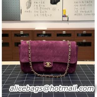 Luxury Cheap Chanel Maxi Flap bag Suede Calfskin & Gold-Tone Metal AS6231 Burgundy Fall Winter 2026 Pre-Collection