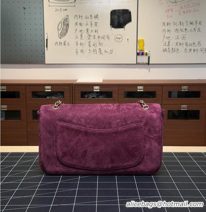 Luxury Cheap Chanel Maxi Flap bag Suede Calfskin & Gold-Tone Metal AS6231 Burgundy Fall Winter 2026 Pre-Collection