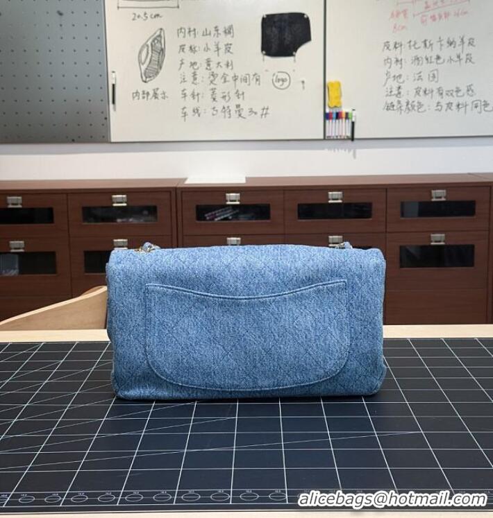 Famous Brand Chanel Maxi Flap bag Washed Denim & Gold-Tone Metal AS6231 2026