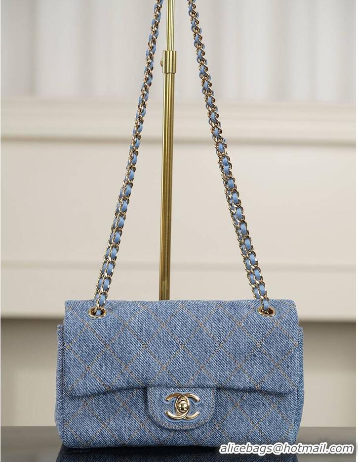 Famous Brand Chanel Maxi Flap bag Washed Denim & Gold-Tone Metal AS6231 2026