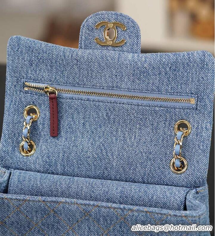 Famous Brand Chanel Maxi Flap bag Washed Denim & Gold-Tone Metal AS6231 2026
