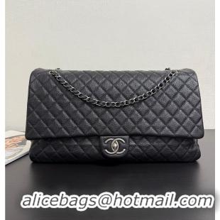 Buy Discount Chanel Maxi Classic Handbag Grained Calfskin & Ruthenium-Finish Metal AS2560 Black 2026