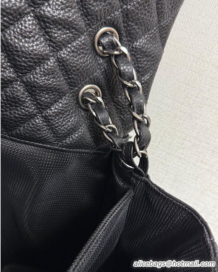 Buy Discount Chanel Maxi Classic Handbag Grained Calfskin & Ruthenium-Finish Metal AS2560 Black 2026