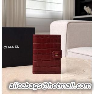 Well Crafted Chanel Passport Holder Crocodile Embossed Calfskin & Gold-Tone Metal AS6236 Burgundy Spring Summer 2026