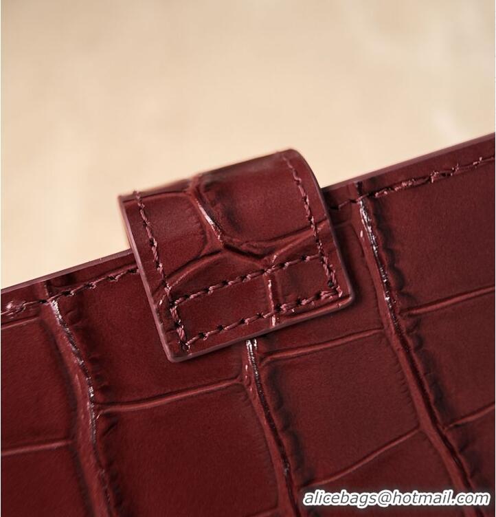 Well Crafted Chanel Passport Holder Crocodile Embossed Calfskin & Gold-Tone Metal AS6236 Burgundy Spring Summer 2026