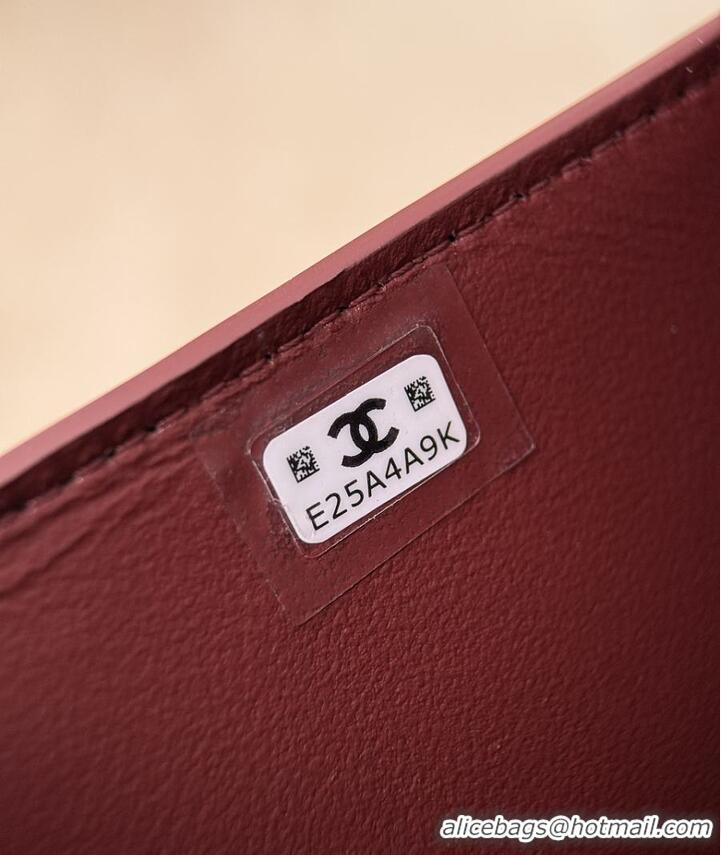 Well Crafted Chanel Passport Holder Crocodile Embossed Calfskin & Gold-Tone Metal AS6236 Burgundy Spring Summer 2026