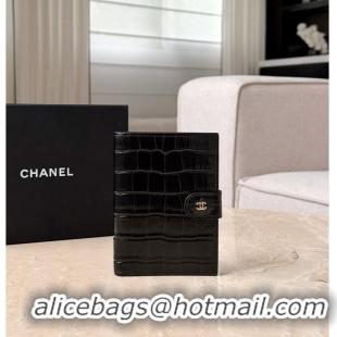 Classic Promotional Chanel Passport Holder Crocodile Embossed Calfskin & Gold-Tone Metal AS6236 Black Spring Summer 2026