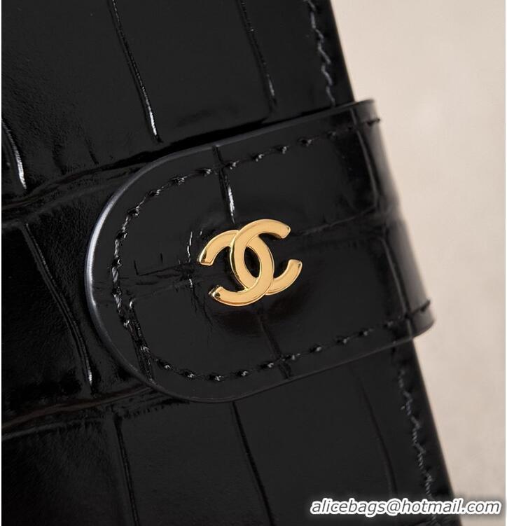 Classic Promotional Chanel Passport Holder Crocodile Embossed Calfskin & Gold-Tone Metal AS6236 Black Spring Summer 2026