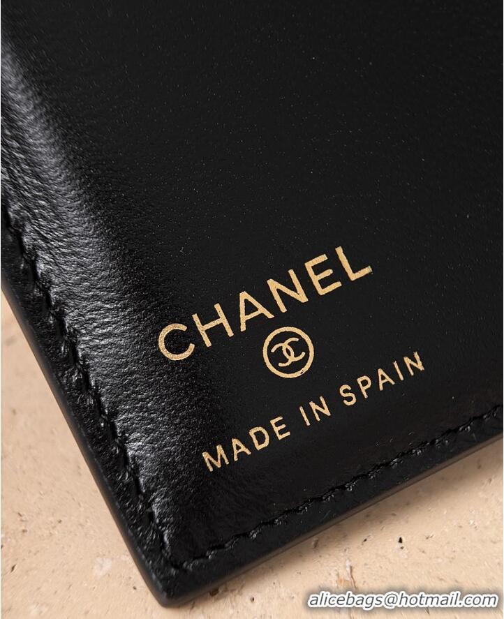 Classic Promotional Chanel Passport Holder Crocodile Embossed Calfskin & Gold-Tone Metal AS6236 Black Spring Summer 2026