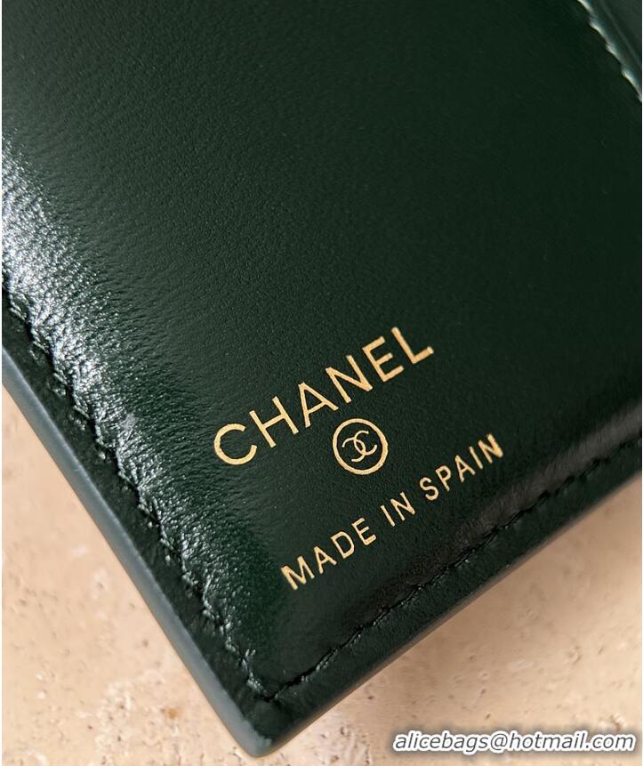 Luxury Cheap Chanel Passport Holder Crocodile Embossed Calfskin & Gold-Tone Metal AS6236 Dark Green Spring Summer 2026