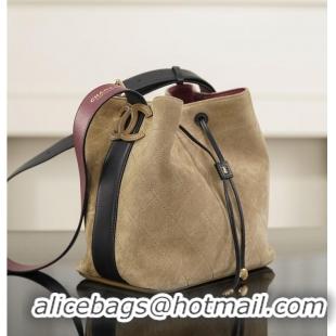 Grade Quality Chanel Bucket Bag Suede Calfskin With Calfskin & Gold-Tone Metal AS5896 Dark Beige/Black Fall Winter 2026 