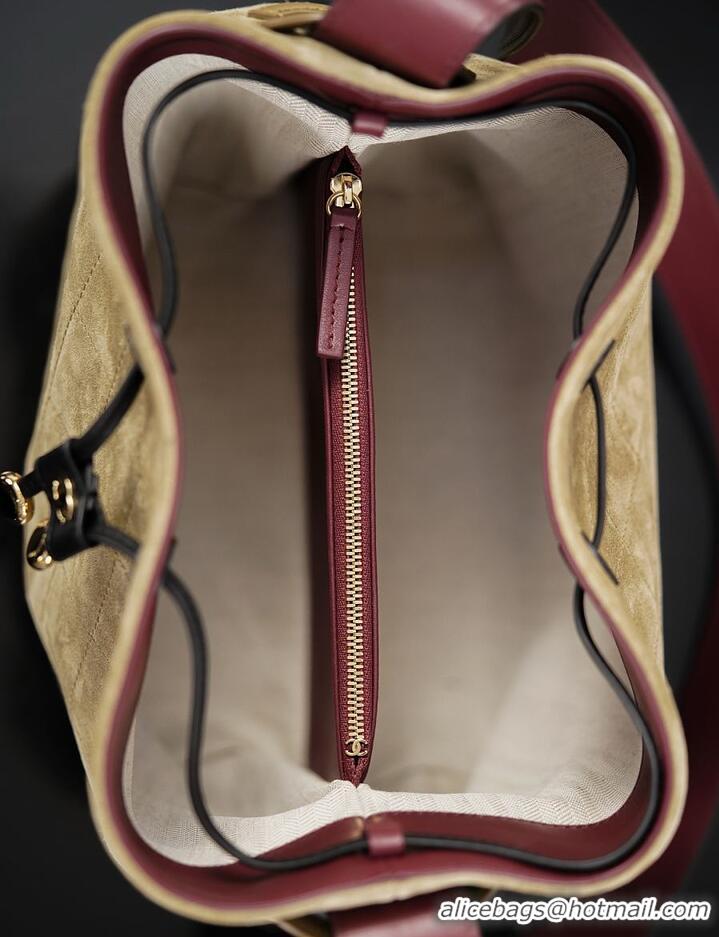Grade Quality Chanel Bucket Bag Suede Calfskin With Calfskin & Gold-Tone Metal AS5896 Dark Beige/Black Fall Winter 2026 