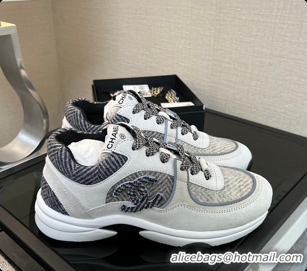 Top Design Chanel Tweed Sneakers White 6080802