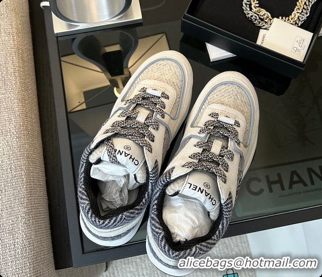 Top Design Chanel Tweed Sneakers White 6080802