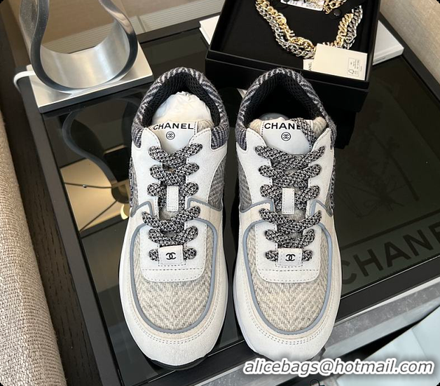Top Design Chanel Tweed Sneakers White 6080802