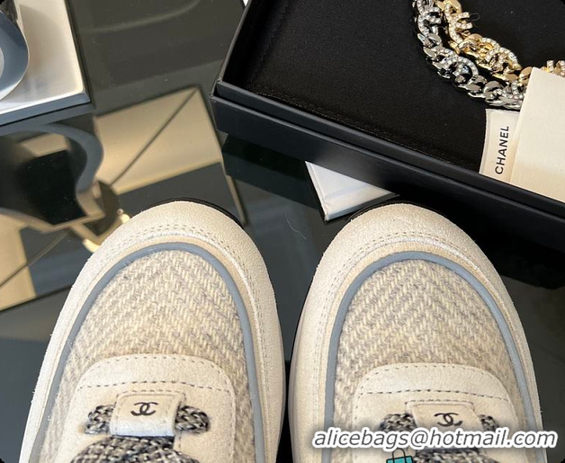 Top Design Chanel Tweed Sneakers White 6080802