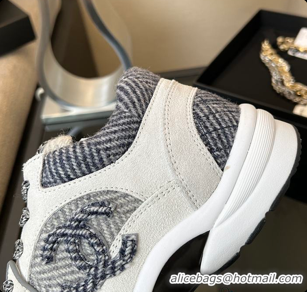 Top Design Chanel Tweed Sneakers White 6080802