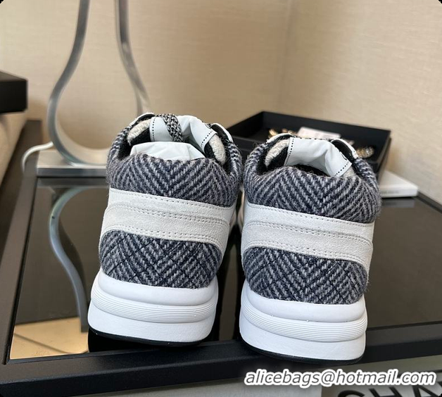 Top Design Chanel Tweed Sneakers White 6080802