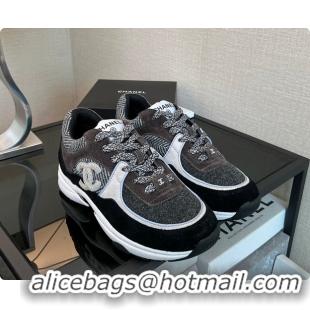Buy Luxury Chanel Tweed Sneakers Black 6080802