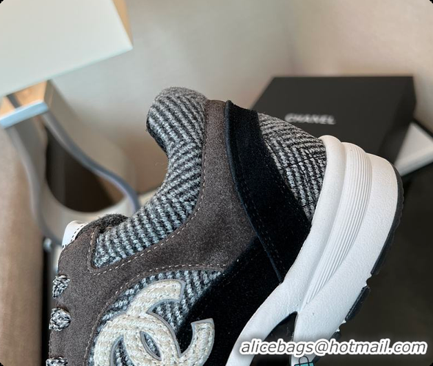 Buy Luxury Chanel Tweed Sneakers Black 6080802