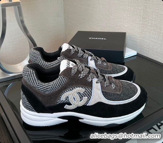 Buy Luxury Chanel Tweed Sneakers Black 6080802