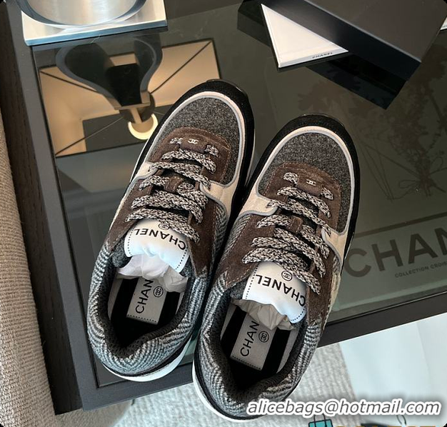 Buy Luxury Chanel Tweed Sneakers Black 6080802