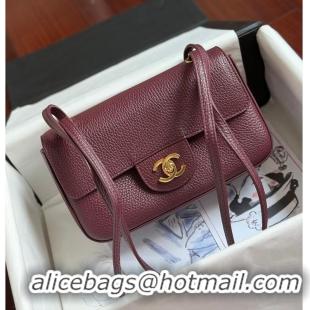 Shop Discount Chanel MINI FLAP BAG Grained Calfskin & Gold-Tone Metal AS6230 Burgundy FALL WINTER 2026 PRE-COLLECTION