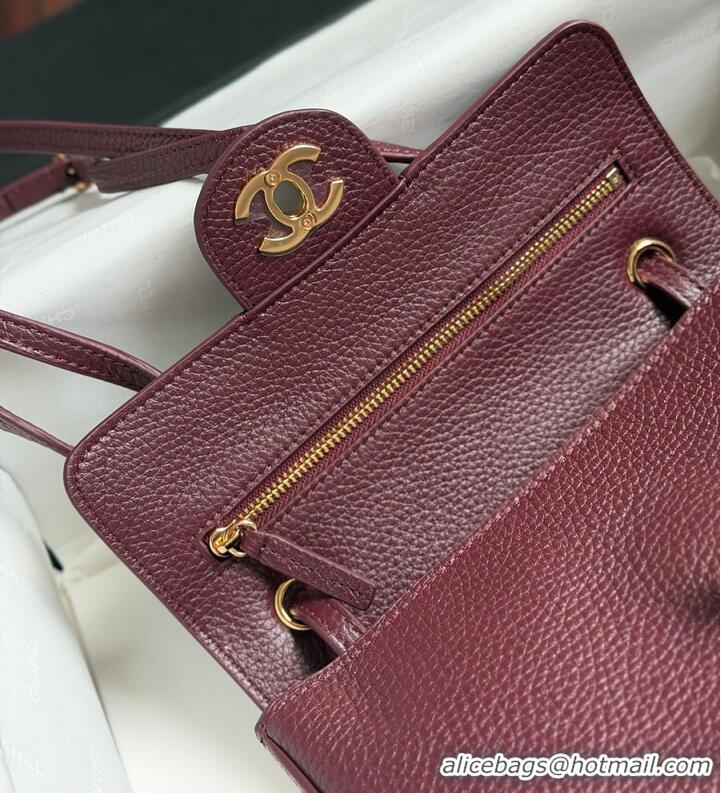 Shop Discount Chanel MINI FLAP BAG Grained Calfskin & Gold-Tone Metal AS6230 Burgundy FALL WINTER 2026 PRE-COLLECTION