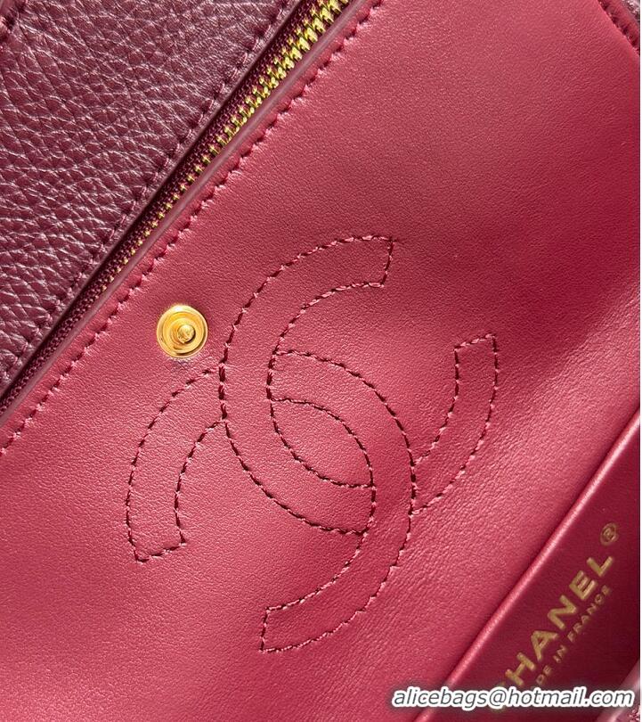 Shop Discount Chanel MINI FLAP BAG Grained Calfskin & Gold-Tone Metal AS6230 Burgundy FALL WINTER 2026 PRE-COLLECTION