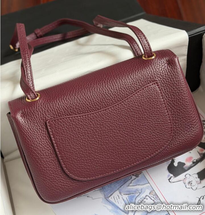 Shop Discount Chanel MINI FLAP BAG Grained Calfskin & Gold-Tone Metal AS6230 Burgundy FALL WINTER 2026 PRE-COLLECTION