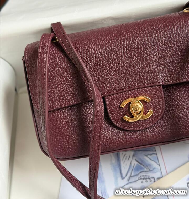 Shop Discount Chanel MINI FLAP BAG Grained Calfskin & Gold-Tone Metal AS6230 Burgundy FALL WINTER 2026 PRE-COLLECTION