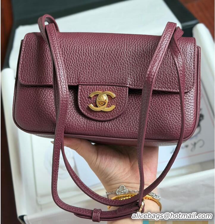 Shop Discount Chanel MINI FLAP BAG Grained Calfskin & Gold-Tone Metal AS6230 Burgundy FALL WINTER 2026 PRE-COLLECTION