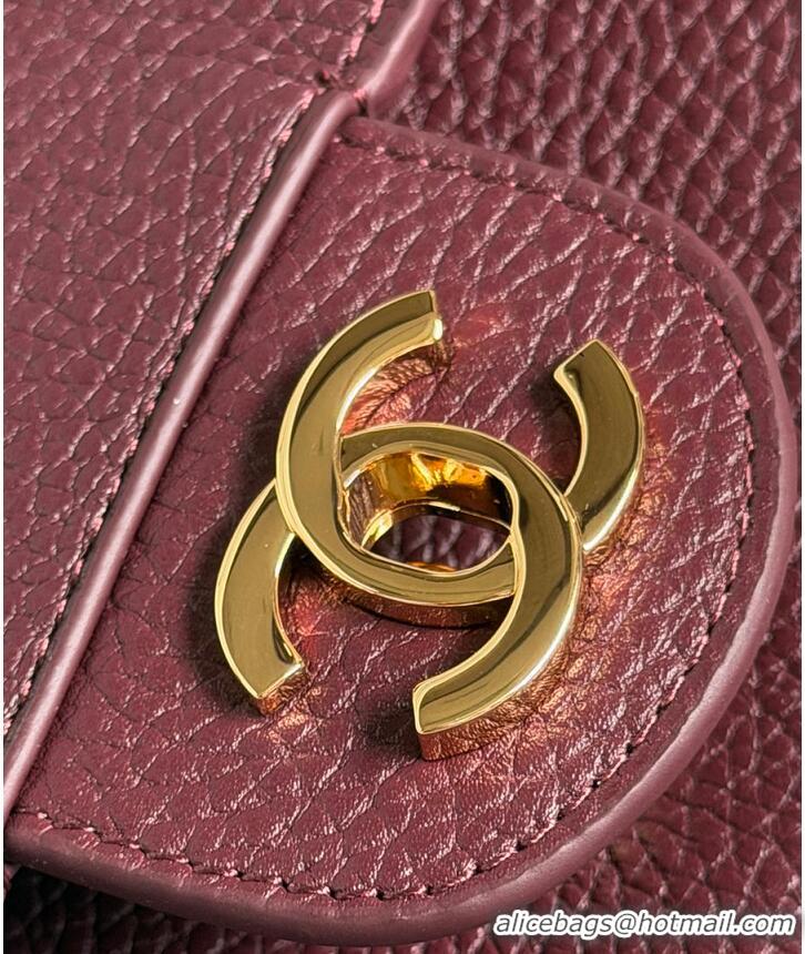 Shop Discount Chanel MINI FLAP BAG Grained Calfskin & Gold-Tone Metal AS6230 Burgundy FALL WINTER 2026 PRE-COLLECTION