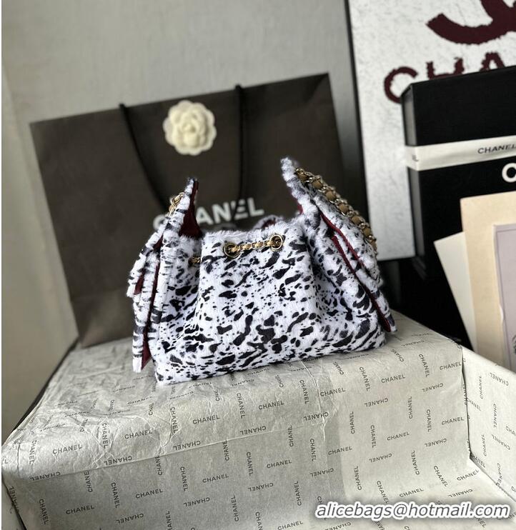 New Cheap Chanel 25 Mini Handbag Lambskin & Gold-Tone Metal AS6236 White/Black