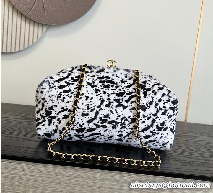 Traditional Discount Chanel Clutch with chain Lambskin & Gold-Tone Metal AS6237 White/Black 2026