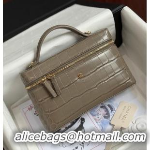 Well Crafted Chanel Métiers D'art Vanity with Chain Crocodile Embossed Calfskin AS6239 Dark Khaki/Gold 2026